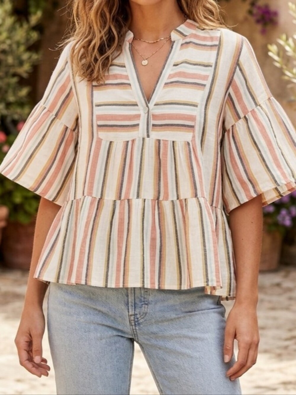 IVY JANE  XS Bohemia Elegant Striped Blouse with